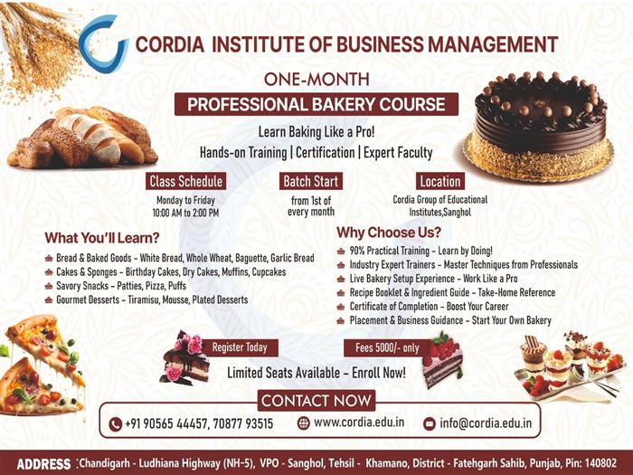 Introducing One Month Professional Bakery Course
