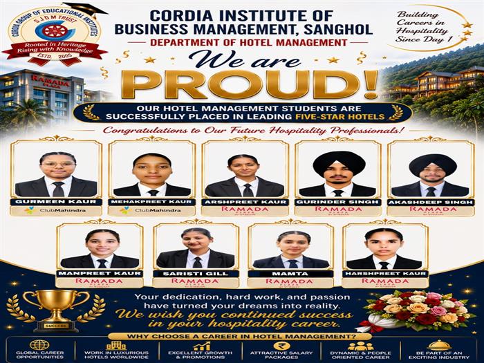 Star-Studded Placements! ??BMS-HMCT Batch 2023-2026 shines with 5? hotel placements!